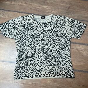 D&G Black and Cream Animal Leopard Print Top